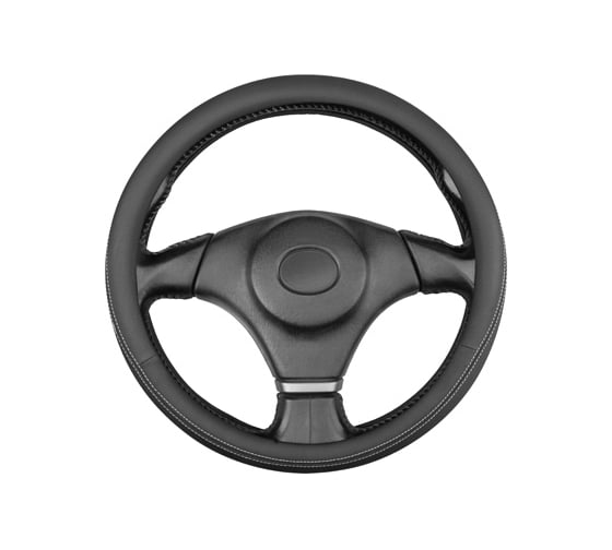 Оплетка кожаная SKYWAY M (37-39 см) Design Gorilla-6 Черная, белая строчка S01102567 1