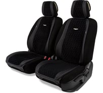 Накидки AUTOPROFI Autobiography, 2 шт, на передние сиденья, стёганая алькантара + эко-кожа, чёрн./т.серый AUT-600 BK/D.GY
