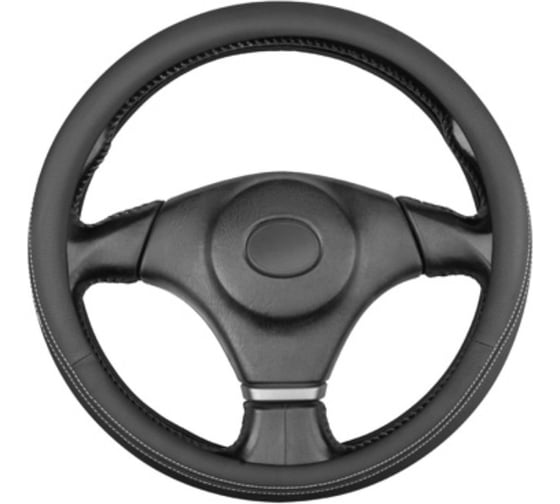 Оплетка SKYWAY кожаная L (39-41 см) Design Gorilla-6 Черная, белая строчка S01102568 1