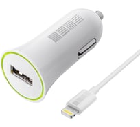 Зарядное устройство от прикуривателя Interstep Iphone 8pin 1000 мА, бел 45340