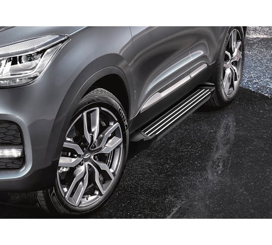 Пороги на автомобиль Rival Black для Chery Tiggo 4 I рестайлинг 2019-н.в., 173 см, 2 шт., алюминий F173ALB.0905.1