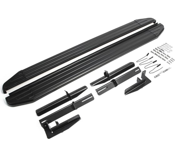 Пороги на автомобиль Rival Premium-Black для Citroen C4 Aircross 2012-2016 г.в./C-Crosser 2007-2013 г.в./Mitsubishi ASX 2010-2019 г.в./Outlander XL 2005-2012/Outlander III 2012-2018 2018-н.в., 173 см, 2 шт., алюминий A173ALB.4005.1