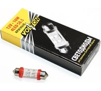 Лампа VOLTON светодиодная, Т11, SV8.5, 12 В, 10 Вт, 4 LED, для салона/номерного знака, красный VLT-C019R-4LED