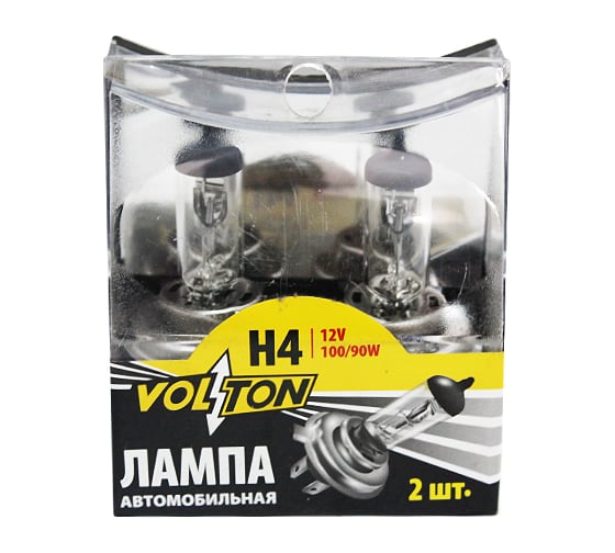 Галогенная лампа VOLTON H4 12В 100/90 Вт Р43t, 2шт. VLT014