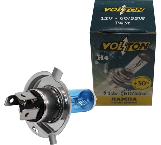 Галогенная лампа VOLTON H4 12В 60/55 Вт +30 VLT1401U