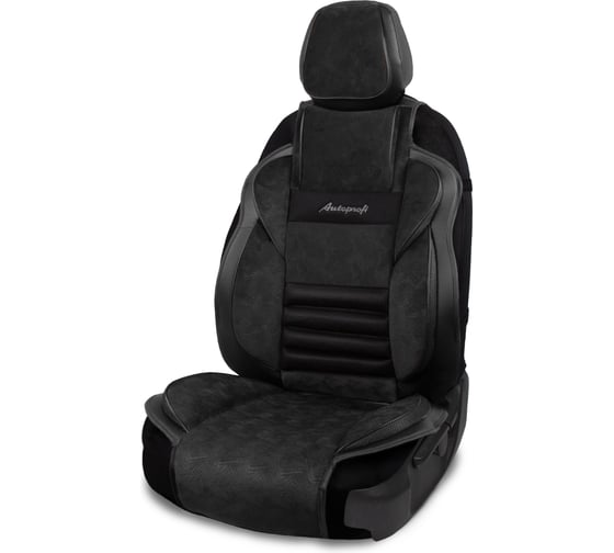 Накидка на сиденье AUTOPROFI Multi Comfort, анатомическая, 6 упоров, 3 предмета, материал велюр паттерн, чёрный MLT-320PV BK/BK 1
