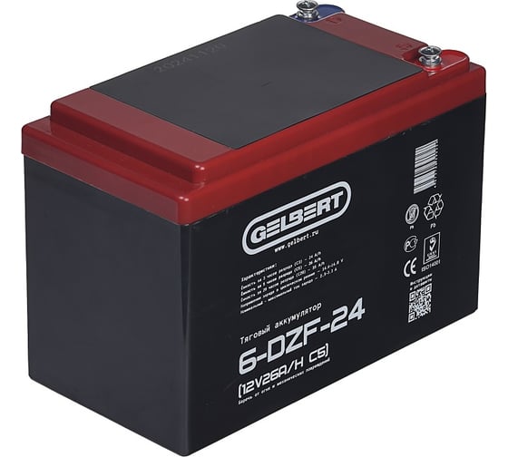 Тяговый аккумулятор GELBERT 6-DZF-24 (12V26A/H C5) 0000040 1