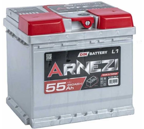 Аккумулятор ARNEZI DIN SMF 55 А/ч, обратный R+, 207x175x190, L1, EN 450 А E1020550 1