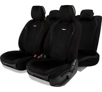 Накидки AUTOPROFI Designo, комплект на весь салон, стёганая алькантара + эко-кожа, чёрный DES-1100 BK/BK