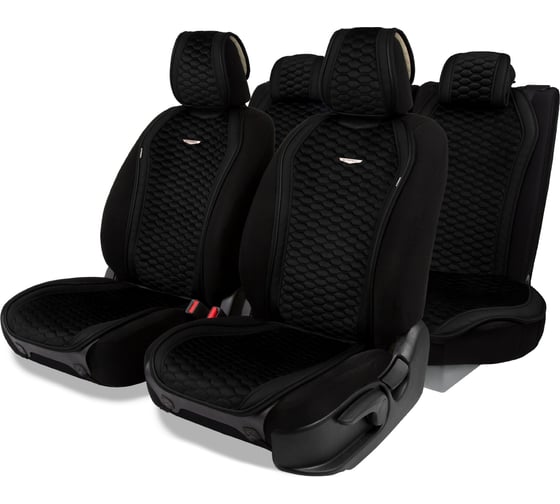 Накидки AUTOPROFI Designo, комплект на весь салон, стёганая алькантара + эко-кожа, чёрный DES-1100 BK/BK 1