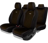 Накидки AUTOPROFI Designo, комплект на весь салон, стёганая алькантара + эко-кожа, чёрный/коричневый DES-1100 BK/BR
