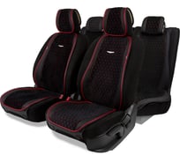 Накидки AUTOPROFI Autobiography, комплект на весь салон, стёганая алькантара + эко-кожа, чёрный/красный AUT-1100 BK/RD