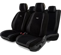 Накидки AUTOPROFI Autobiography, комплект на весь салон, стёганая алькантара + эко-кожа, чёрный/темно-серый AUT-1100 BK/D.GY