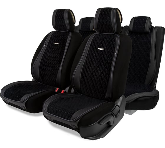 Накидки AUTOPROFI Autobiography, комплект на весь салон, стёганая алькантара + эко-кожа, чёрный/темно-серый AUT-1100 BK/D.GY 1