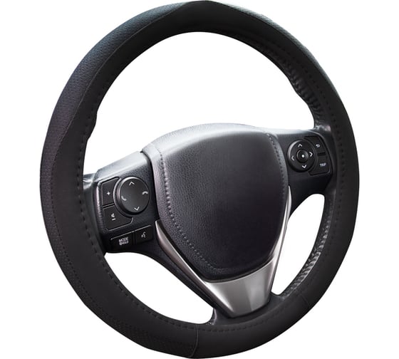 Оплетка KRAFT перфорированная эко-кожа + алькантара, размер M, 38 см, черная KT 800335