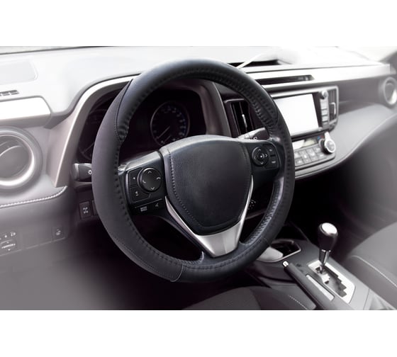 Оплетка KRAFT эко-кожа + алькантара, размер M, 38 см, черная KT 800338