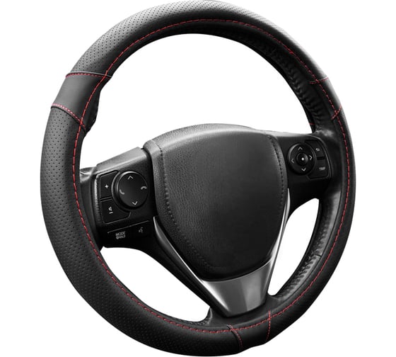 Оплетка KRAFT перфорированная эко-кожа, размер M, 38 см, черная KT 800348
