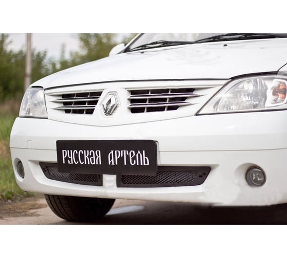 Защитная сетка и заглушка переднего бампера Русская Артель для Renault Logan 2004-2010 г.в. SBRL2-046102