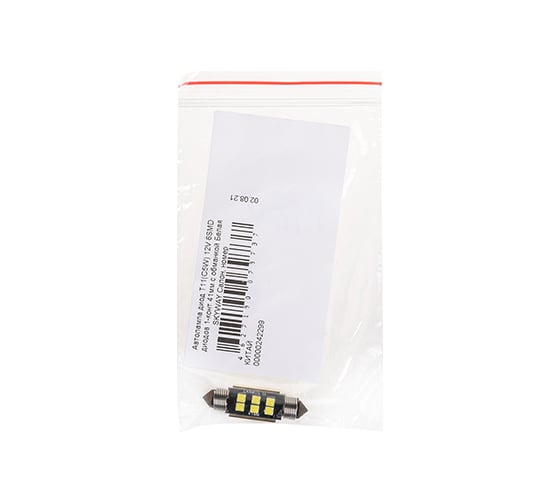 Автолампа SKYWAY диод T11(C5W) 12V 6SMD диодов 1-конт. 41мм, с обманкой белая S08201480
