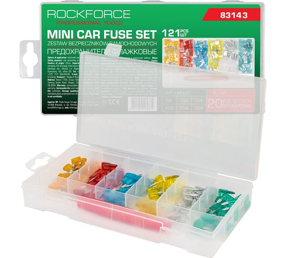 Предохранители плавкие флажковые автомобильные Rockforce от 5А до 30А, комплект 121 предмет RF-FS-35(62226) 1