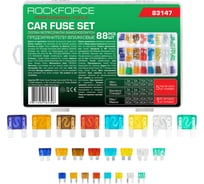 Предохранители плавкие флажковые автомобильные Rockforce от 3А до 100А, комплект 88 предметов RF-FS-100(62222)