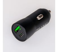 Автомобильное зарядное устройство Pro Legend черное, металл, mini 51мм, 1 USB + USB Type-C, 3.1А, QC, 18W PL9324