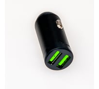 Автомобильное зарядное устройство Pro Legend черное, металл, mini 51мм, 2 USB, 2.4А PL9316