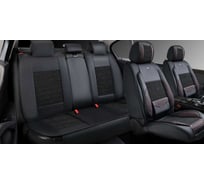 Накидки PSV 5D Volt (Черный/Отстрочка Красная), комплект на весь салон, экокожа + льняное плетение 139031