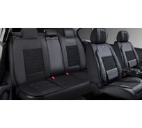 Накидки PSV 5D  Volt (Черный/Отстрочка Белая), комплект на весь салон, экокожа + льняное плетение 139033