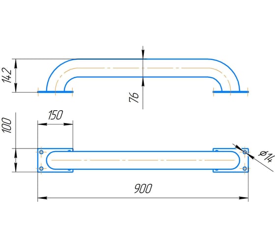Защита бордюра Parallax (колесоотбойник, тип 1) оранжевый 900 мм 601OR5502-ZCH 1