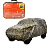 Чехол-тент на автомобиль защитный AIRLINE L (520x192x120см) молния для двери, летний камуфляж ADCT010