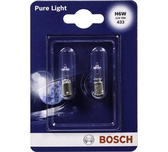 Лампа BOSCH 12 В, H6W, 6 Вт, 2 шт., блистер 1 987 301 035