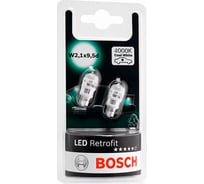 Лампа BOSCH светодиодная, 12 В, T4W, 1 Вт, 4000 K, LED RETROFIT WARM, 2 шт. 1 987 301 514