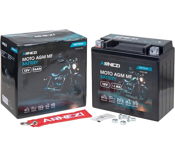Аккумулятор мото AGM 14 А/ч прямой L+ 150x86x146 EN 170 А Arnezi E9YTX141 1