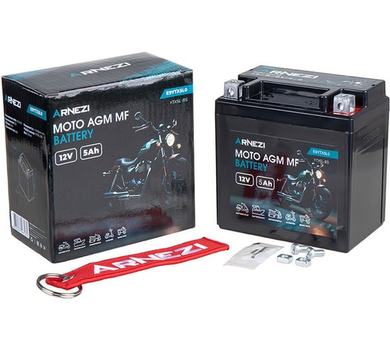 Аккумулятор мото AGM 5 А/ч обратный R+ 113x70x109 EN 60 А Arnezi E9YTX5L0 1