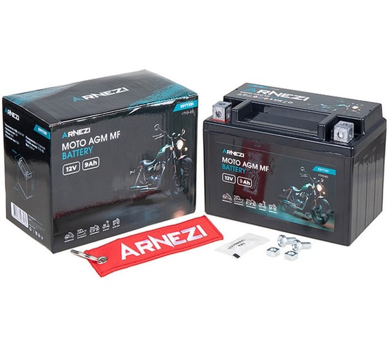 Аккумулятор мото AGM 9 А/ч прямой L+ 150x87x108 EN 110 А Arnezi E9YTX91 1