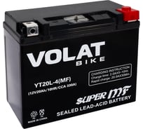 Мотоаккумулятор VOLAT 12V 20Ah YT20L-4(MF)R+, для мотоцикла, скутера, гидроцикла, квадроцикла, снегохода и генератора 177x88x155 YT20-4 YT20L-4(MF) YT20L-4(MF)Volat