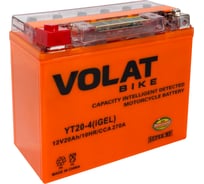 Мотоаккумулятор VOLAT 12V 20Ah YT20-4(iGEL) L+, для мотоцикла, скутера, гидроцикла, квадроцикла, снегохода и генератора 175х87х155 YT20-4(iGEL) YT20-4(iGEL)Volat
