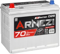 Аккумулятор ARNEZI JIS SMF 70 А/ч прямой L+ 260x170x225 D26 EN 650 А E1300701