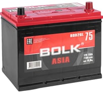 Аккумулятор BOLK ASIA 75 А/ч обратный R+ 260x175x225 D26 EN 710 А BA 75-3-R