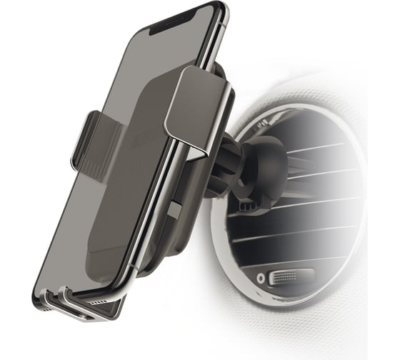 Автодержатель Interstep Электро-Гравити QI 10W, черный, крепление на воздуховод 72148