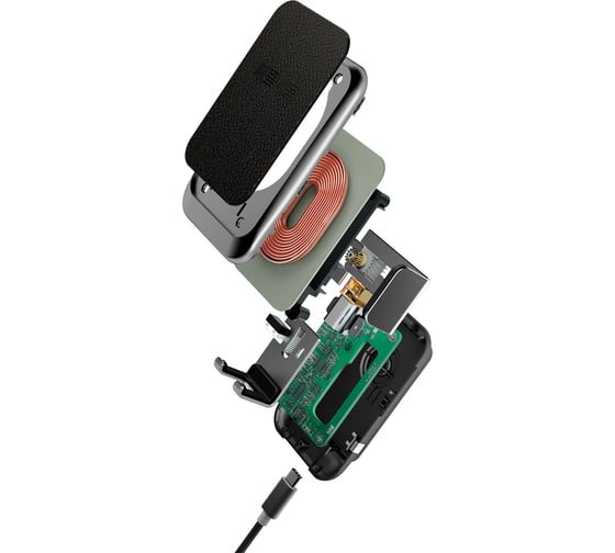 Автодержатель Interstep Электро-Гравити QI 10W, черный, крепление на воздуховод 72148