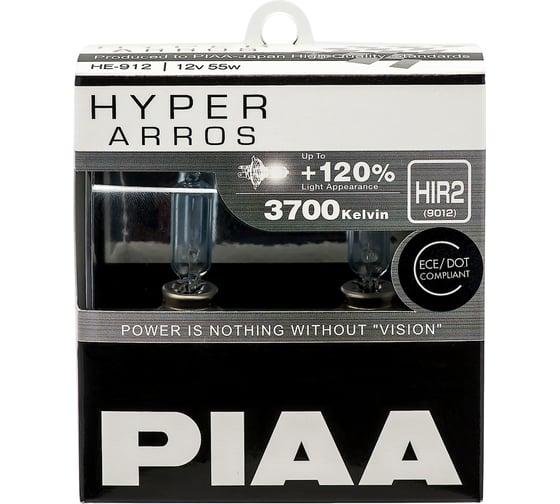 Галогенные лампы Piaa HYPER ARROS HIR2, 3900 K, 55 Вт, 2 шт., светоотдача +120 HE-912-HIR2 1