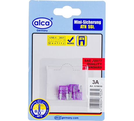 Флажковый предохранитель Alca мини 3 A, 5 шт в блистере 670030