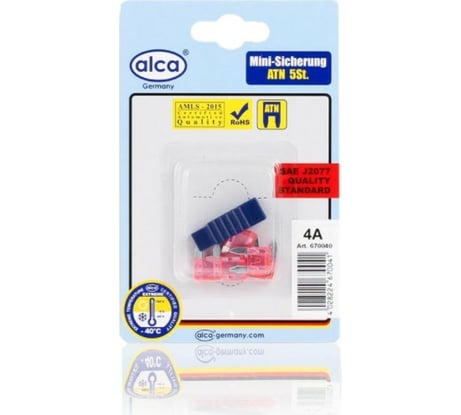 Флажковый предохранитель Alca мини 4 A, 5 шт в блистере 670040