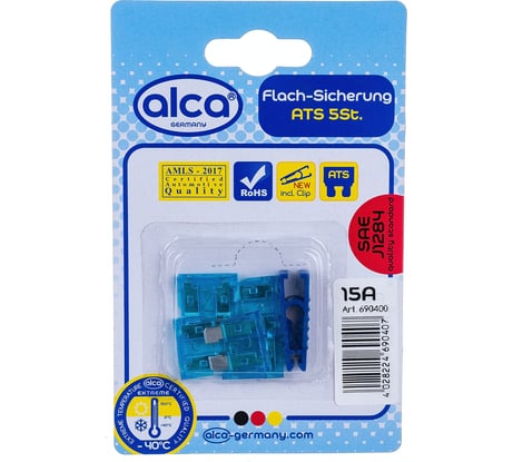 Флажковый предохранитель Alca 15 А, 5 шт. в блистере 690400