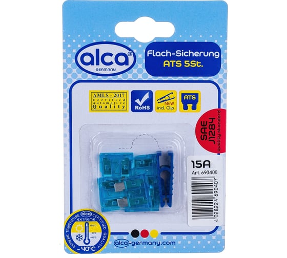Флажковый предохранитель Alca 15 А, 5 шт. в блистере 690400