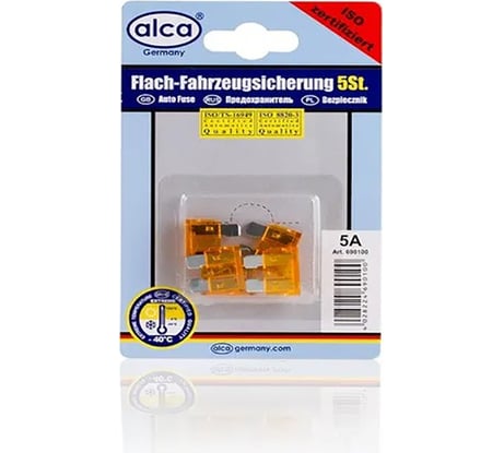 Флажковый предохранитель Alca 5 А, 5 шт. в блистере 690100