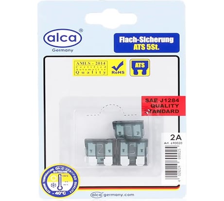 Флажковый предохранитель Alca 2 А, 5 шт. в блистере 690020