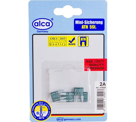 Флажковый предохранитель Alca мини 2 A. 5 шт в блистере 670020